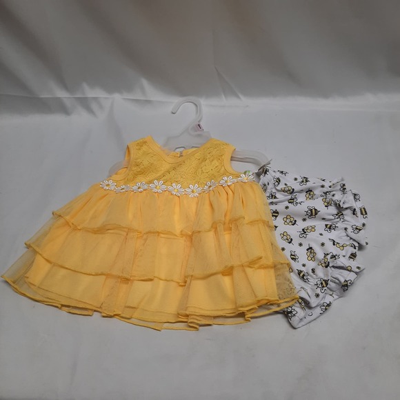NWT Duck Duck Goose Yellow Daisy Tulle Flounce Top with Bumble Bee pants 3-6 M - Picture 4 of 4